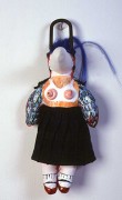 Catholic Schoolgirl Dreams with Wings, 6x12x2.5, fabric, fiberfill, wire, acrylic, dynel and polymer clay, 2003